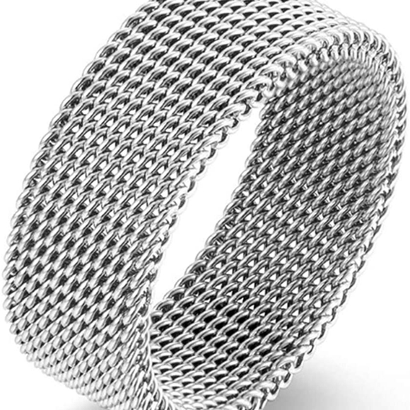 Stainless Steel Wire Mesh Ring Size 6 Women's Jewelry - Picture 3 of 5